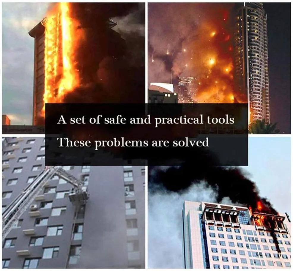 نردبان طنابی فرار اضطراری از آتش سوزی - نردبان تخلیه با قلاب - نردبان طنابی ایمنی در برابر آتش سوزی مقاوم، استقرار سریع و آسان برای استفاده - قابل حمل، جمع و جور و آسان برای نگهداری - قابل استفاده مجدد، 30 متر