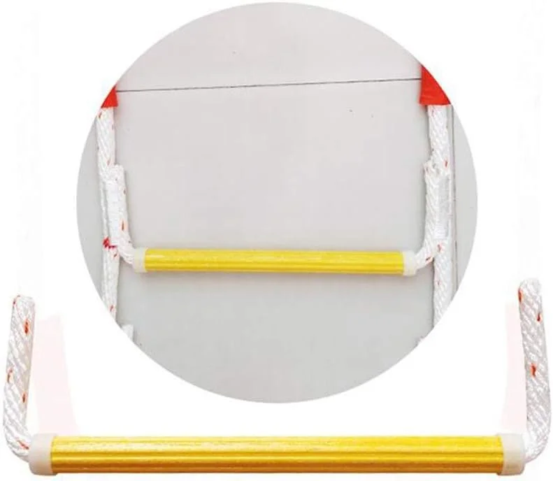 نردبان طنابی فرار اضطراری از آتش سوزی - نردبان تخلیه با قلاب - نردبان طنابی ایمنی در برابر آتش سوزی مقاوم، استقرار سریع و آسان برای استفاده - قابل حمل، جمع و جور و آسان برای نگهداری - قابل استفاده مجدد، 30 متر