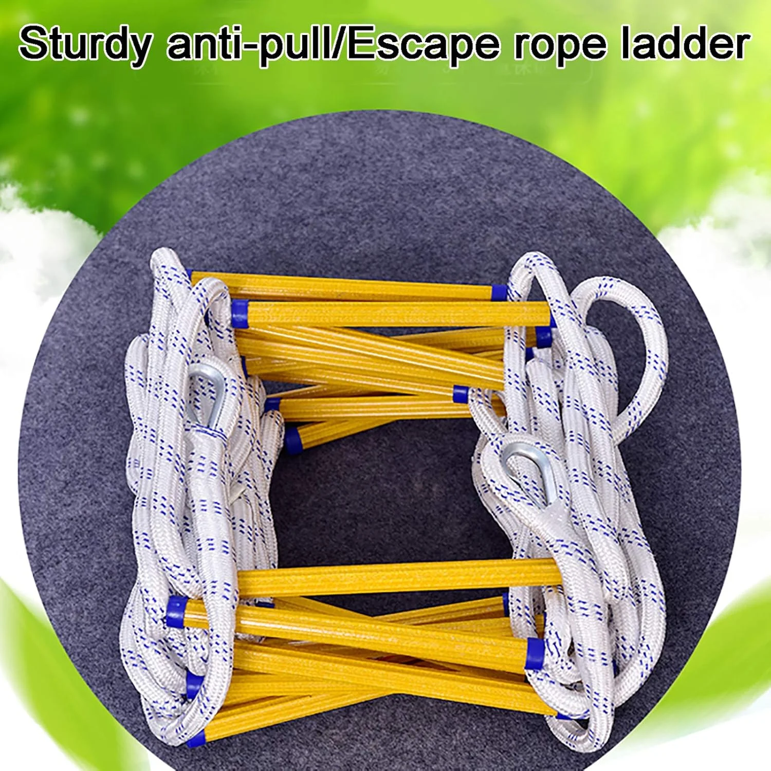 DHXYZM Rope ladder fire rescue ladder 3 M-50 M, emergency fire escape heavy safety ladders with carabiners, for windows and balconies for quick use in the fire