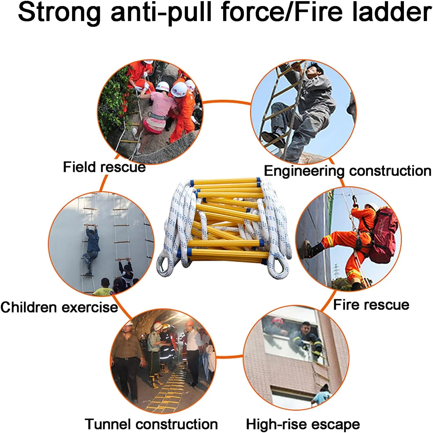 DHXYZM Rope ladder fire rescue ladder 3 M-50 M, emergency fire escape heavy safety ladders with carabiners, for windows and balconies for quick use in the fire