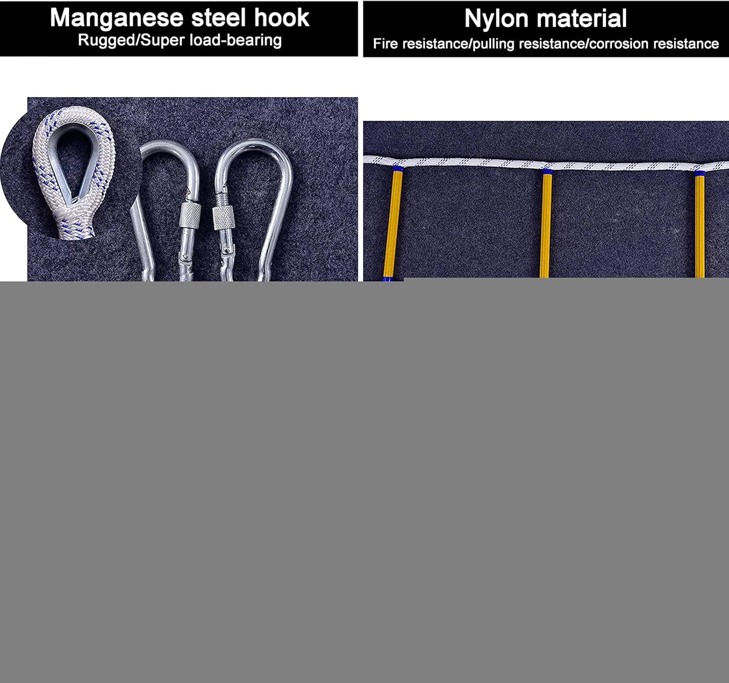 DHXYZM Rope ladder fire rescue ladder 3 M-50 M, emergency fire escape heavy safety ladders with carabiners, for windows and balconies for quick use in the fire