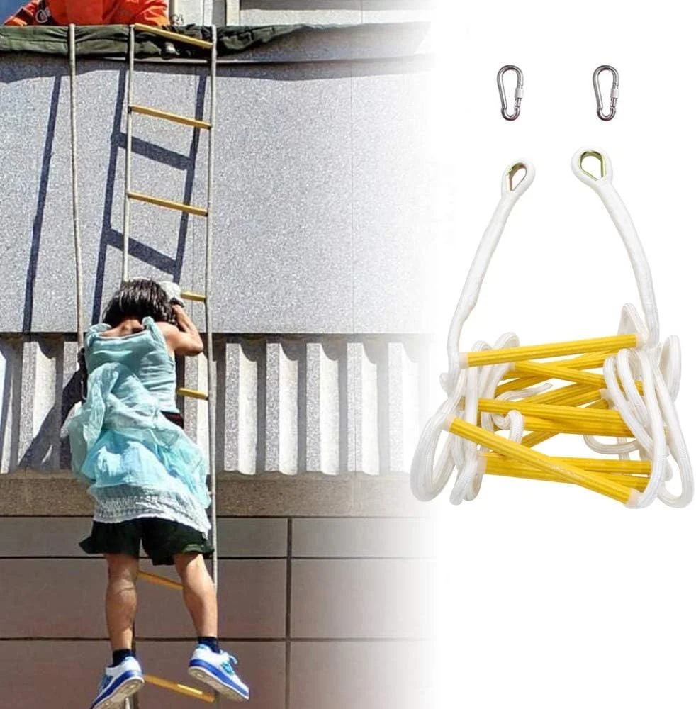 نردبان فرار اضطراری آتش نشانی HOKVJ، نردبان طنابی نرم مقاوم در برابر شعله، نصب سریع و آسان برای فرار اضطراری، حوادث، تخلیه و تعمیر دیوار (رنگ: 5 متر)