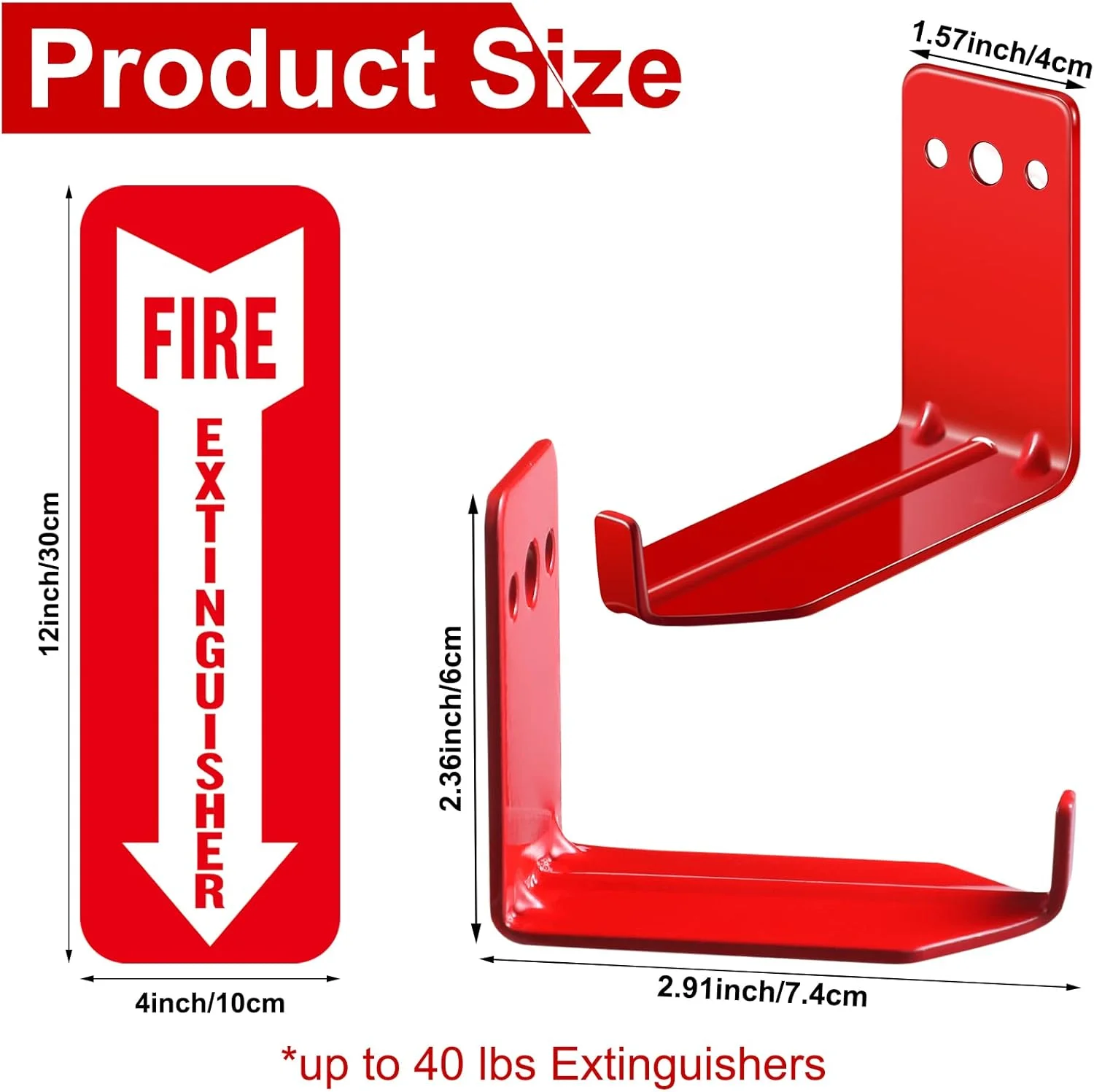 نگهدارنده کپسول آتش نشانی برای کپسول های 5-40 پوندی، نصب دیواری با پیچ، واشر، برچسب ایمنی خود چسب، آویز دیواری برای کپسول های آتش نشانی جهانی (4 عدد)