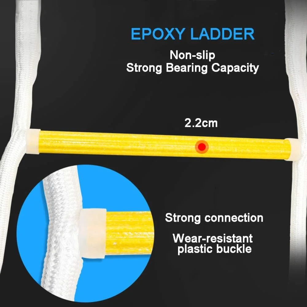 نردبان فرار اضطراری آتش نشانی HOKVJ، نردبان طنابی نرم مقاوم در برابر شعله، استقرار سریع و آسان برای فرار اضطراری، حوادث، تخلیه و تعمیر دیوار (رنگ: 10 متر)