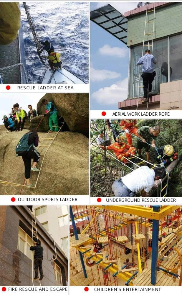 نردبان فرار اضطراری آتش نشانی HOKVJ، نردبان طنابی نرم مقاوم در برابر شعله، نصب سریع و آسان برای فرار اضطراری، حوادث، تخلیه و تعمیر دیوار (رنگ: 15 متر)