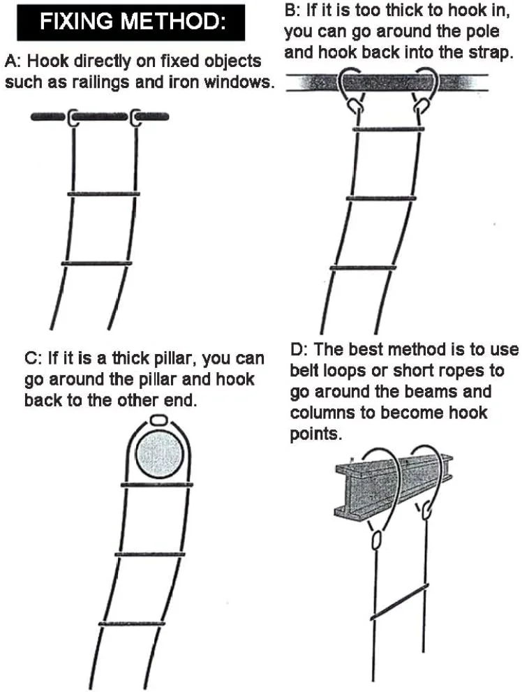 نردبان فرار اضطراری آتش نشانی HOKVJ، نردبان طنابی نرم مقاوم در برابر شعله، نصب سریع و آسان برای فرار اضطراری، حوادث، تخلیه و تعمیر دیوار (رنگ: 15 متر)