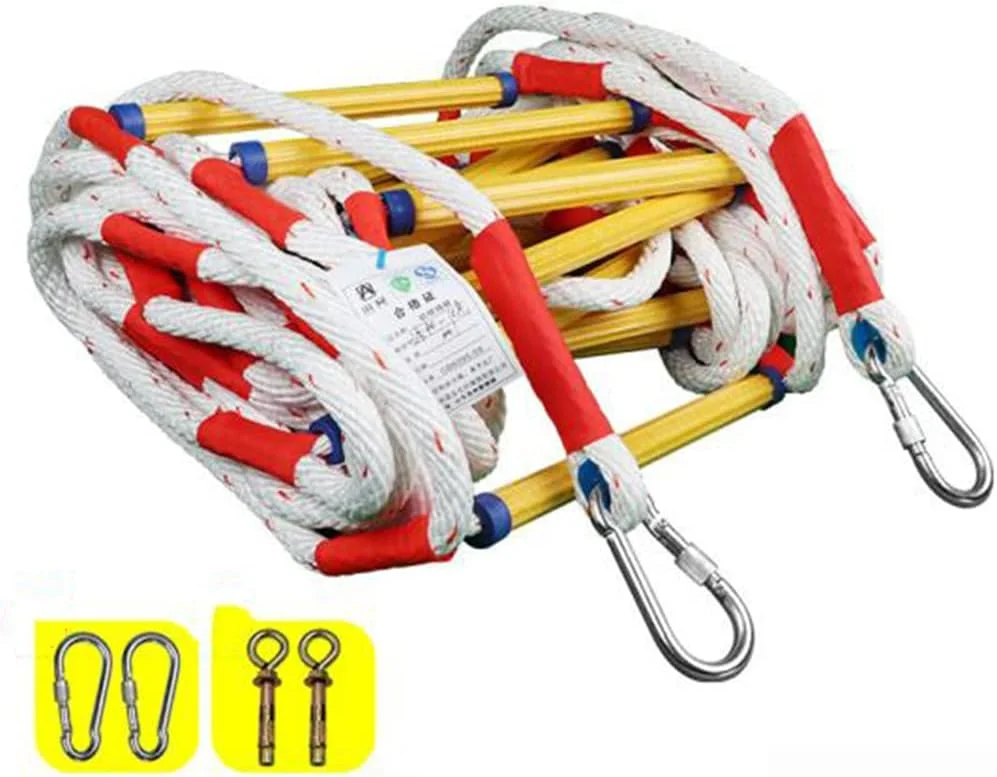 نردبان فرار اضطراری آتش نشانی، نردبان طنابی ایمنی مقاوم در برابر شعله، نردبان طنابی نجات با قابلیت نصب سریع، نردبان طنابی ایمنی ضد لغزش برای کار در فضای باز / 6 متر / 20 فوت