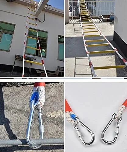 نردبان فرار اضطراری آتش نشانی، نردبان طنابی ایمنی مقاوم در برابر شعله، نردبان طنابی نجات با قابلیت نصب سریع، نردبان طنابی ایمنی ضد لغزش برای کار در فضای باز / 6 متر / 20 فوت نردبان فرار اضطراری آتش نشانی، نردبان طنابی ایمنی مقاوم در برابر شعله، نردبان طنابی نجات با قابلیت نصب سریع، نردبان طنابی ایمنی ضد لغزش برای کار در فضای باز / 6 متر / 20 فوت