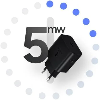 شارژر USB C سامسونگ، آداپتور AC فوق سریع 45 واتی، آداپتور USB C به USB، شارژر سریع سامسونگ، شارژر اصلی سامسونگ، بدون کابل، مشکی