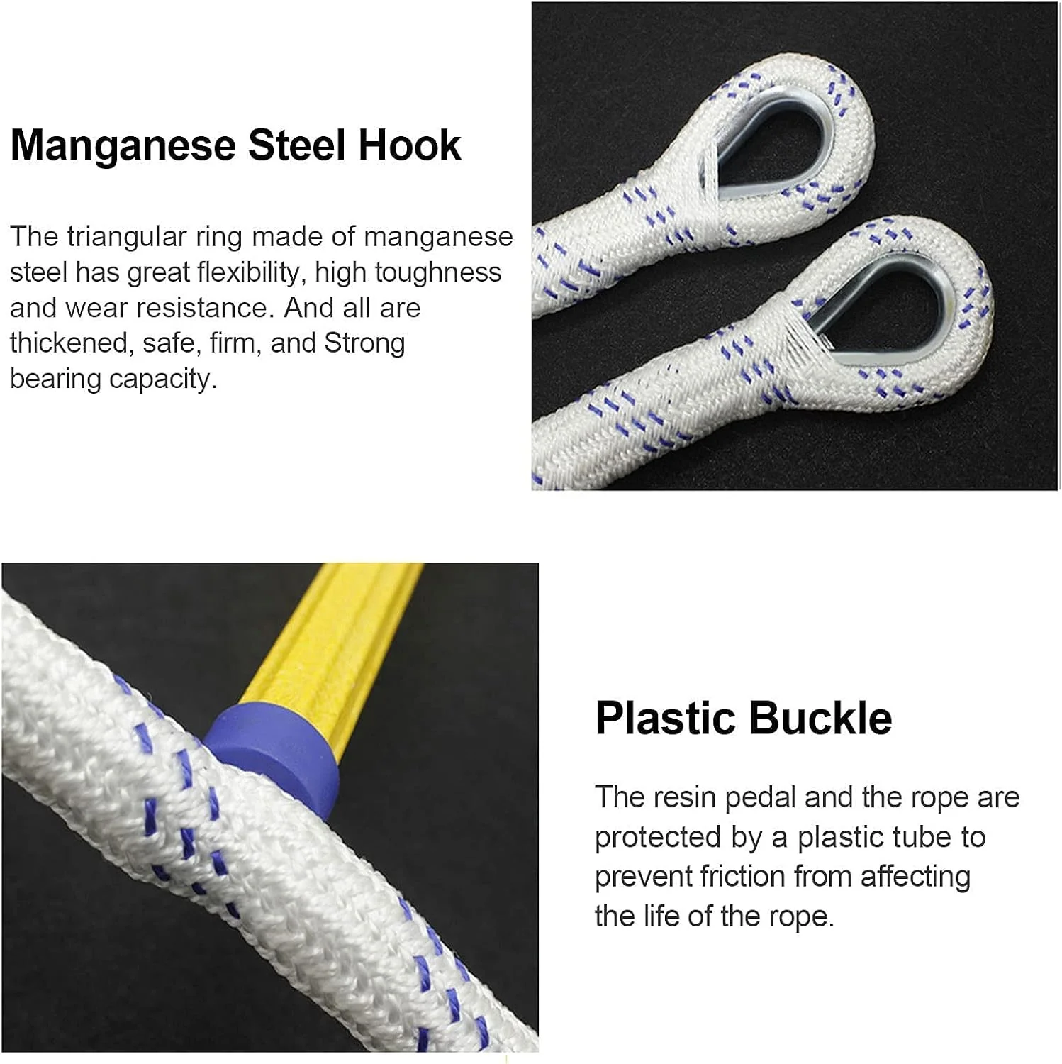 نردبان طنابی فرار از آتش، نردبان فرار از آتش، نردبان ایمنی تخلیه آتش قابل حمل با قلاب، نردبان فرار اضطراری نایلونی برای فضای داخلی و خارجی / 15 متر