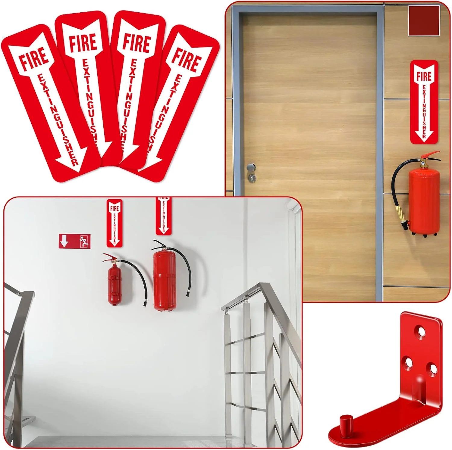نگهدارنده کپسول آتش نشانی Oudain، بست کپسول آتش نشانی برای کپسول های 5 تا 20 پوندی، نصب دیواری جهانی، قلاب دیواری کپسول آتش نشانی، پیچ، واشر، برچسب ایمنی خود چسب (8 ست)