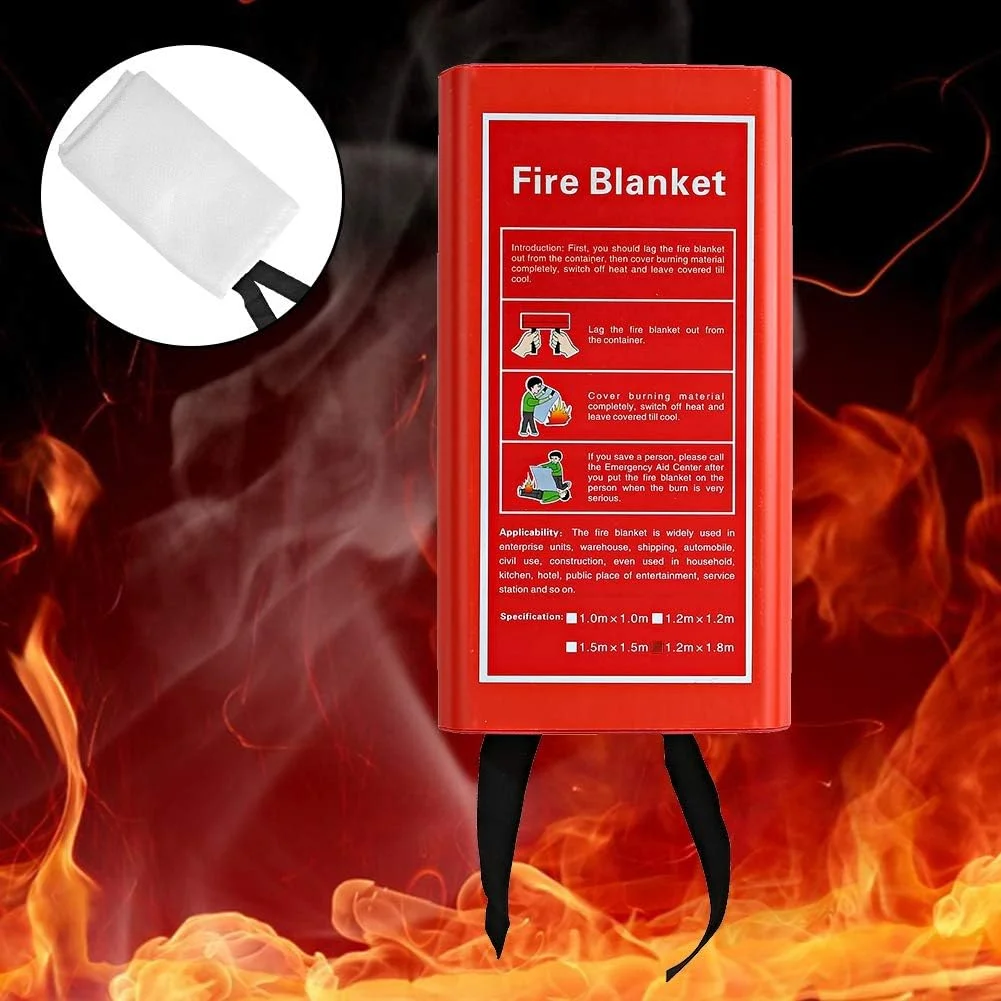 پتو اطفاء حریق اضطراری JEOZBM، پتو مقاوم در برابر آتش، پتو فایبرگلاس برای ایمنی و بقا در خاموش کردن آتش برای آشپزخانه منزل (1.5 متری - سفید)