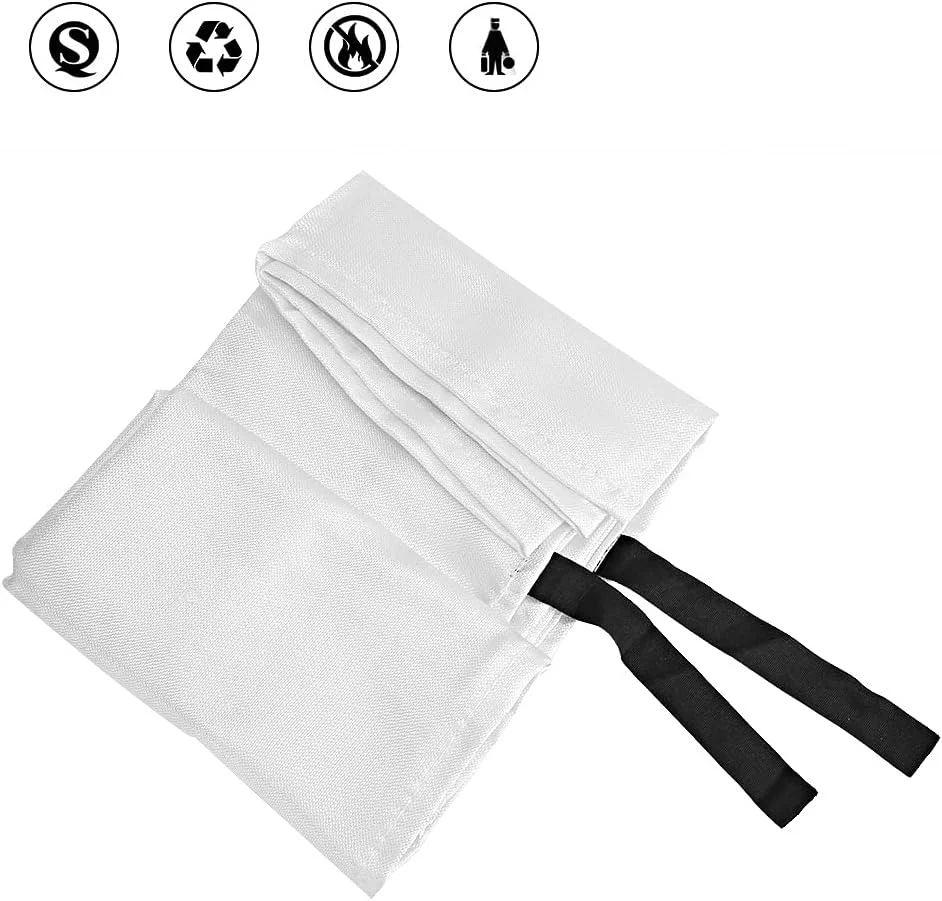 پتو اطفاء حریق اضطراری JEOZBM، پتو مقاوم در برابر آتش، پتو فایبرگلاس برای ایمنی و بقا در خاموش کردن آتش برای آشپزخانه منزل (1.5 متری - سفید)