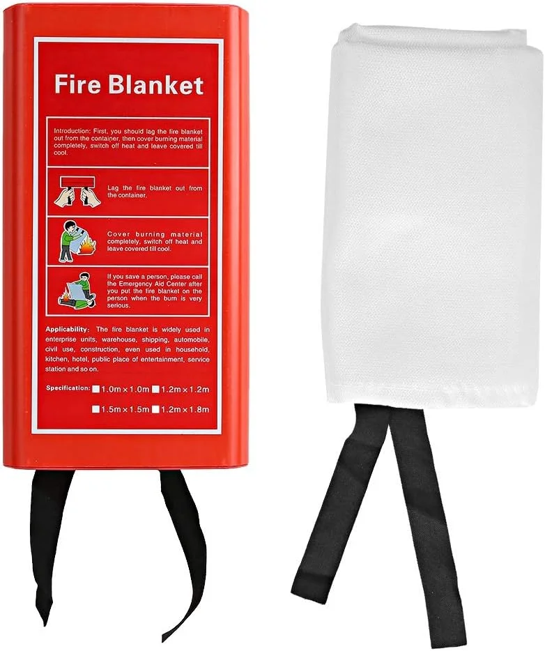 پتو اطفاء حریق اضطراری JEOZBM، پتو مقاوم در برابر آتش، پتو فایبرگلاس برای ایمنی و بقا در خاموش کردن آتش برای آشپزخانه منزل (1.5 متری - سفید)
