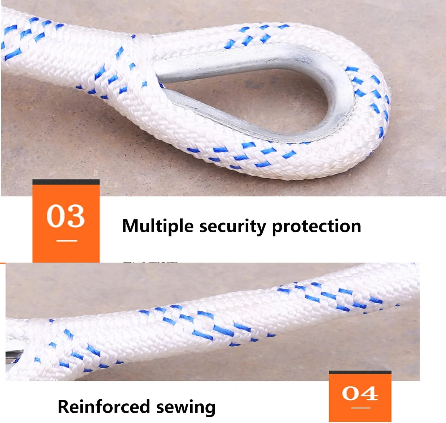 نردبان فرار از آتش، نردبان طنابی ایمنی اضطراری فرار از آتش با قلاب های ضامن دار مقاوم در برابر آتش برای خانه، نردبان فرار از آتش برای صعود / 25 متر / 82 فوت (8 متر / 26 فوت)