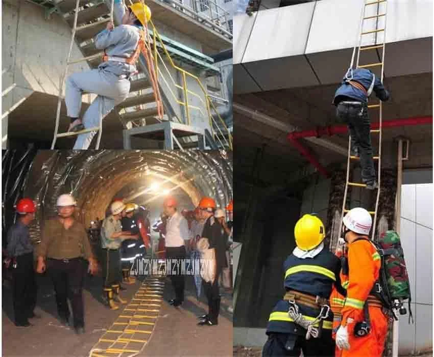 نردبان طنابی فرار از آتش، نردبان نرم برای کودکان و بزرگسالان با کارابین، نردبان ایمنی اضطراری مقاوم در برابر شعله از پنجره و بالکن / 25 متر / 82 فوت