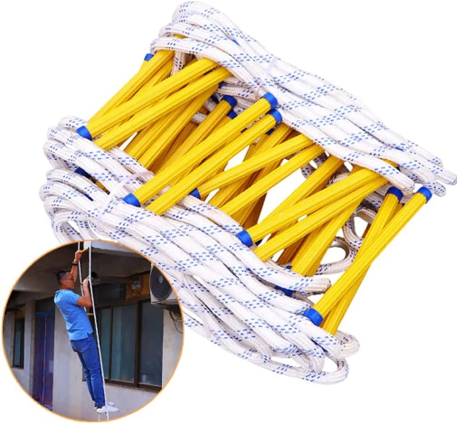 SDFhNest Fire Escape Ladder, Fire Escape Ladder Emergency Safety Rope Ladders Safety Ladders with Snap Hooks Flame Retardant Home The Climb Fire Escape/25M/82Ft (15m/49ft)