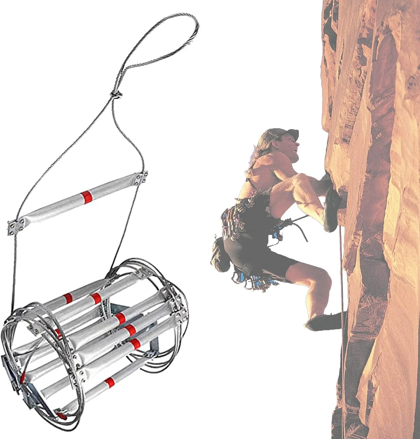 نردبان فرار از آتش برای خانه های 2 تا 7 طبقه، نردبان ایمنی قابل حمل برای خروج اضطراری چند منظوره، نردبان فرار از آتش برای نجات، کار در ارتفاع (اندازه: 25 متر)