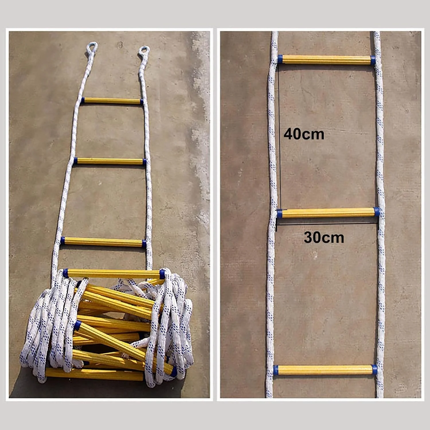 نردبان طنابی فرار از آتش، نردبان فرار از آتش، نردبان های ایمنی فرار از آتش طنابی با کارابین نردبان های فرار نایلونی قابل استفاده مجدد برای پنجره ها و بالکن ها (اندازه: 10 متر / 32.8 فوت) نردبان طنابی فرار از آتش، نردبان فرار از آتش، نردبان های ایمنی فرار از آتش طنابی با کارابین نردبان های فرار نایلونی قابل استفاده مجدد برای پنجره ها و بالکن ها (اندازه: 10 متر / 32.8 فوت)