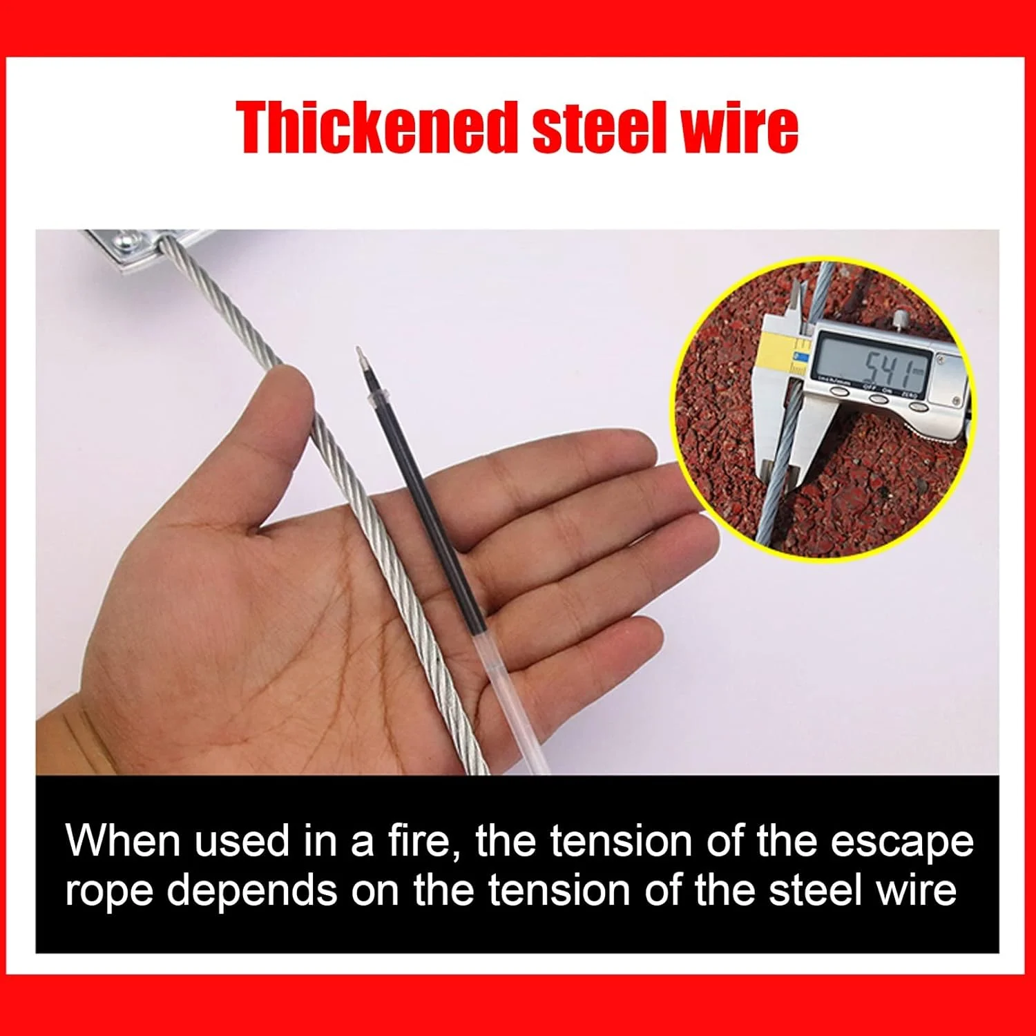 نردبان فرار از آتش برای خانه های 2 تا 7 طبقه، نردبان ایمنی قابل حمل برای خروج اضطراری چند منظوره، نردبان فرار از آتش برای نجات، کار در ارتفاع (اندازه: 25 متر)