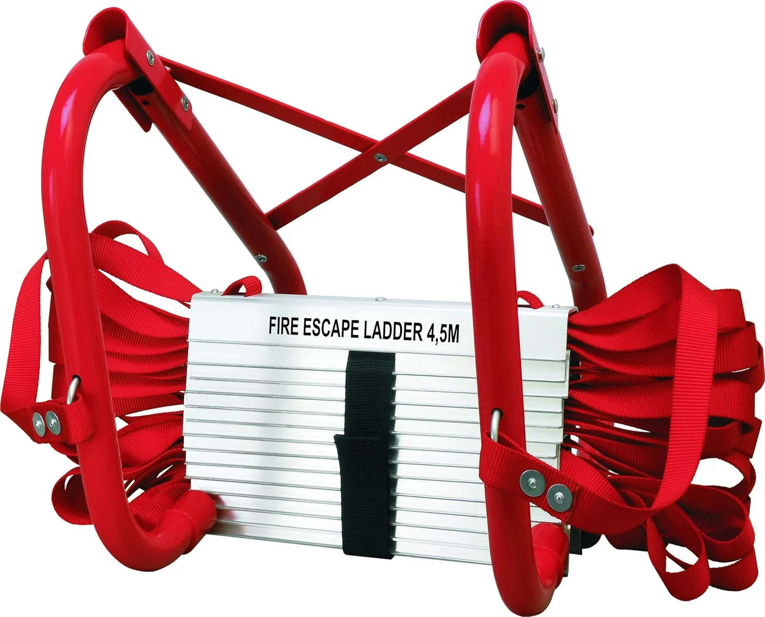 نردبان فرار از آتش Smartwares، 4.5 متری، مدل BBVL، ظرفیت 450 کیلوگرم، نصب جهانی پنجره، فولاد آلیاژی، قرمز