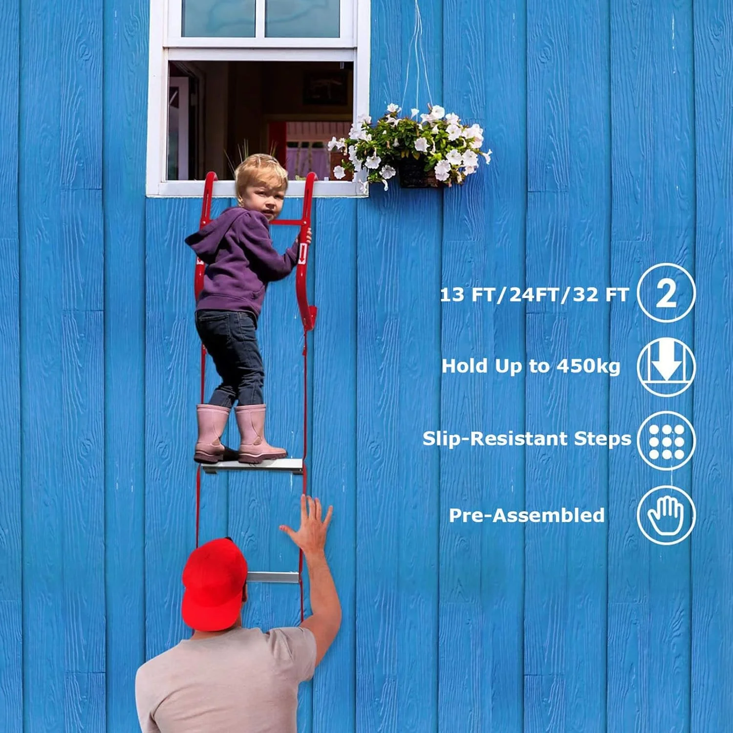 نردبان فرار اضطراری از آتش سوزی، نردبان طنابی قابل حمل برای خروج اضطراری از پنجره در داخل یا خارج از منزل، نردبان ایمنی آتش نشانی 2 تا 6 طبقه با پله های ضد لغزش، 7.5 متر نردبان فرار اضطراری از آتش سوزی، نردبان طنابی قابل حمل برای خروج اضطراری از پنجره در داخل یا خارج از منزل، نردبان ایمنی آتش نشانی 2 تا 6 طبقه با پله های ضد لغزش، 7.5 متر