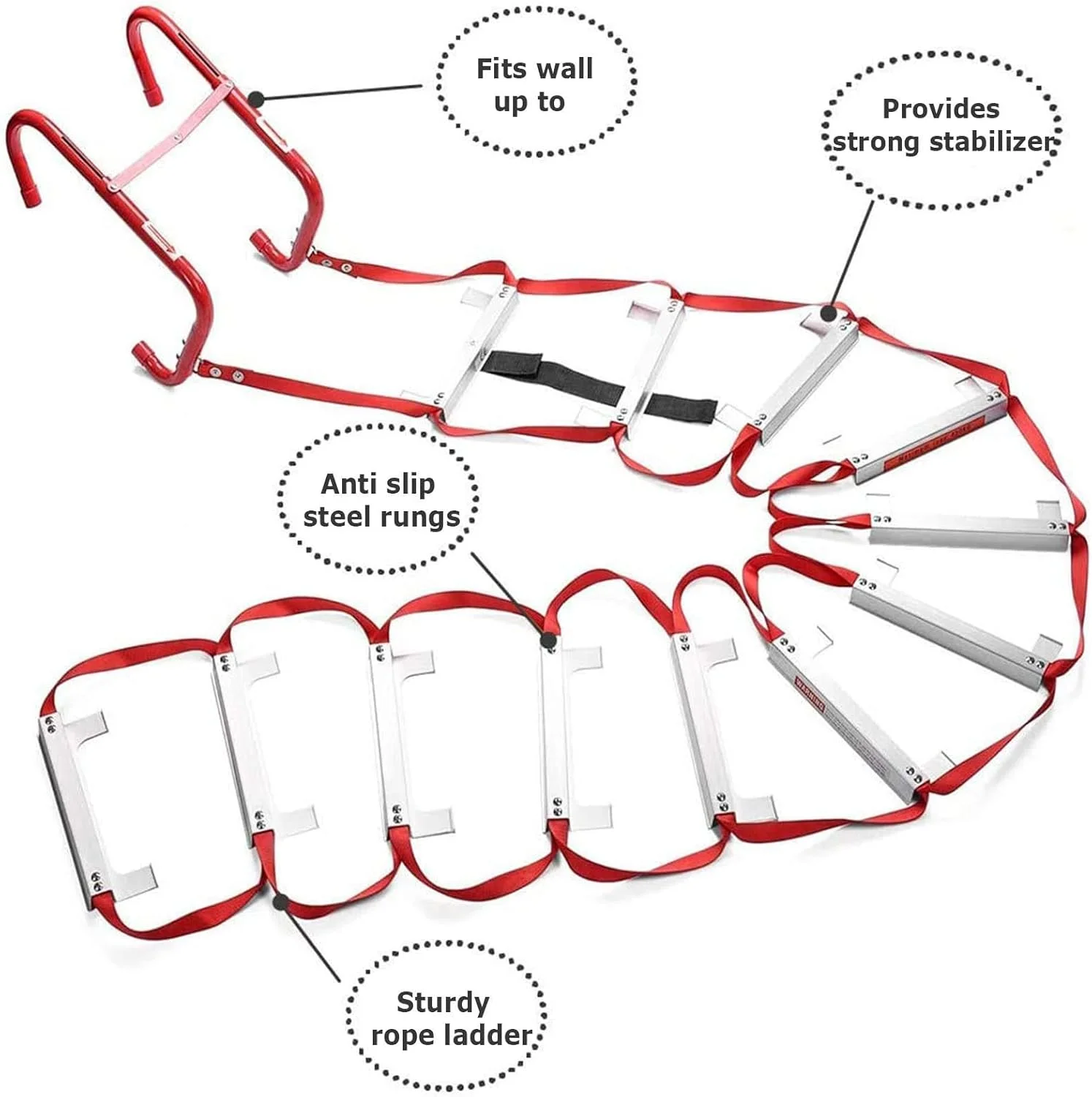 نردبان فرار اضطراری از آتش سوزی، نردبان طنابی قابل حمل برای خروج اضطراری از پنجره در داخل یا خارج از منزل، نردبان ایمنی آتش نشانی 2 تا 6 طبقه با پله های ضد لغزش، 7.5 متر نردبان فرار اضطراری از آتش سوزی، نردبان طنابی قابل حمل برای خروج اضطراری از پنجره در داخل یا خارج از منزل، نردبان ایمنی آتش نشانی 2 تا 6 طبقه با پله های ضد لغزش، 7.5 متر