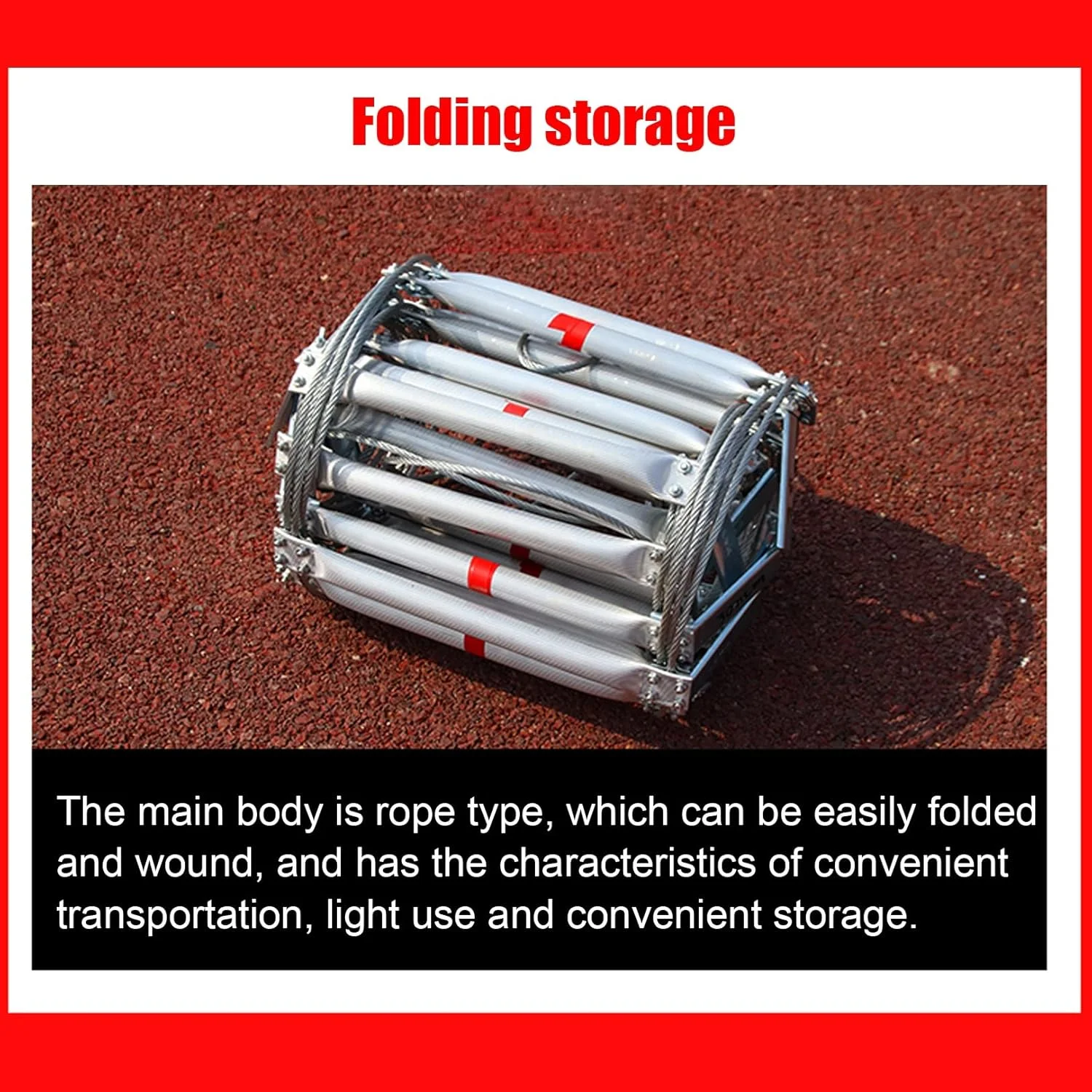 نردبان فرار از آتش برای خانه های 2 تا 7 طبقه، نردبان ایمنی قابل حمل برای خروج اضطراری چند منظوره، نردبان فرار از آتش برای نجات، کار در ارتفاع (اندازه: 25 متر)