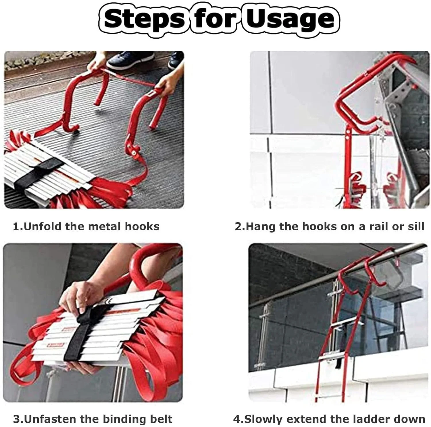 نردبان فرار اضطراری از آتش سوزی، نردبان طنابی قابل حمل برای خروج اضطراری از پنجره در داخل یا خارج از منزل، نردبان ایمنی آتش نشانی 2 تا 6 طبقه با پله های ضد لغزش، 7.5 متر نردبان فرار اضطراری از آتش سوزی، نردبان طنابی قابل حمل برای خروج اضطراری از پنجره در داخل یا خارج از منزل، نردبان ایمنی آتش نشانی 2 تا 6 طبقه با پله های ضد لغزش، 7.5 متر