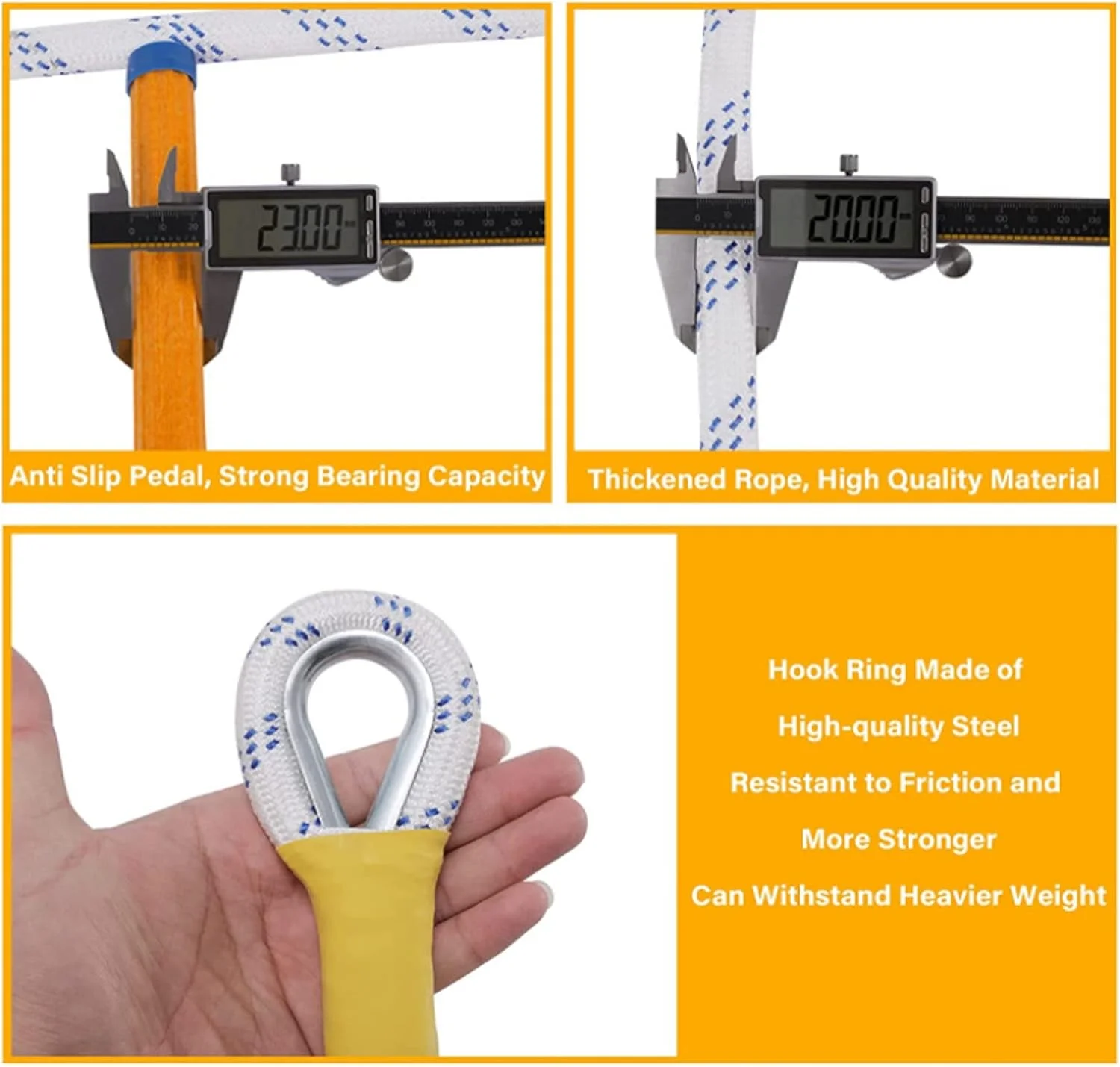 نردبان طنابی فرار از آتش، نردبان ایمنی مقاوم در برابر شعله برای تخلیه اضطراری آتش سوزی با قلاب کارابین برای کودکان و بزرگسالان، نردبان نجات آتش نشانی 2-8 طبقه، 10 متر