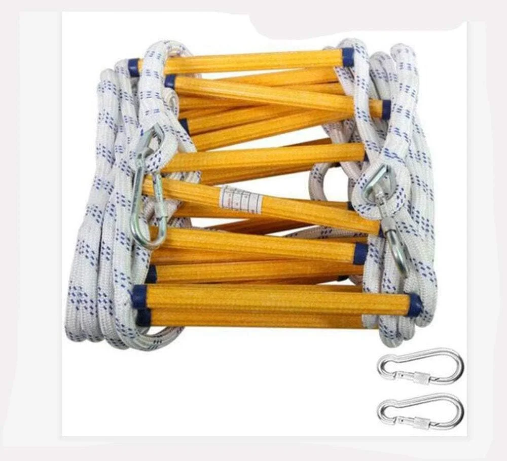 نردبان آتش نشانی اضطراری bltHlbc با طناب ایمنی مقاوم در برابر آتش سوزی، نردبان فرار با کارابین برای استقرار سریع در آتش سوزی، نردبان نجات آتش نشانی 2-3 طبقه، ظرفیت وزنی تا 900 کیلوگرم، 9 متر