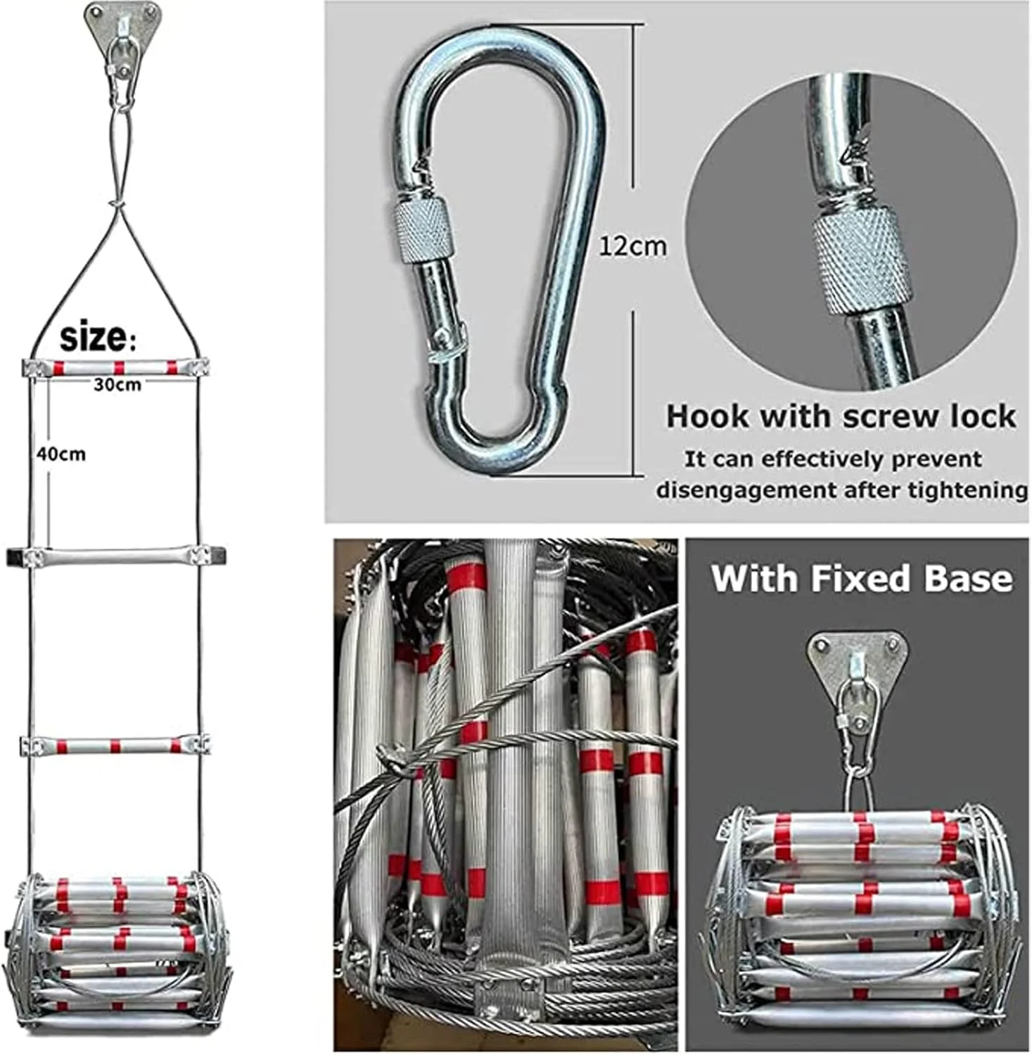 نردبان طنابی تاشو فرار از آتش، نردبان تخلیه اضطراری مقاوم در برابر آتش، نردبان نجات آتش نشانی 2-7 طبقه، نگهداری آسان (اندازه: 30 متر) نردبان طنابی تاشو فرار از آتش، نردبان تخلیه اضطراری مقاوم در برابر آتش، نردبان نجات آتش نشانی 2-7 طبقه، نگهداری آسان (اندازه: 30 متر)