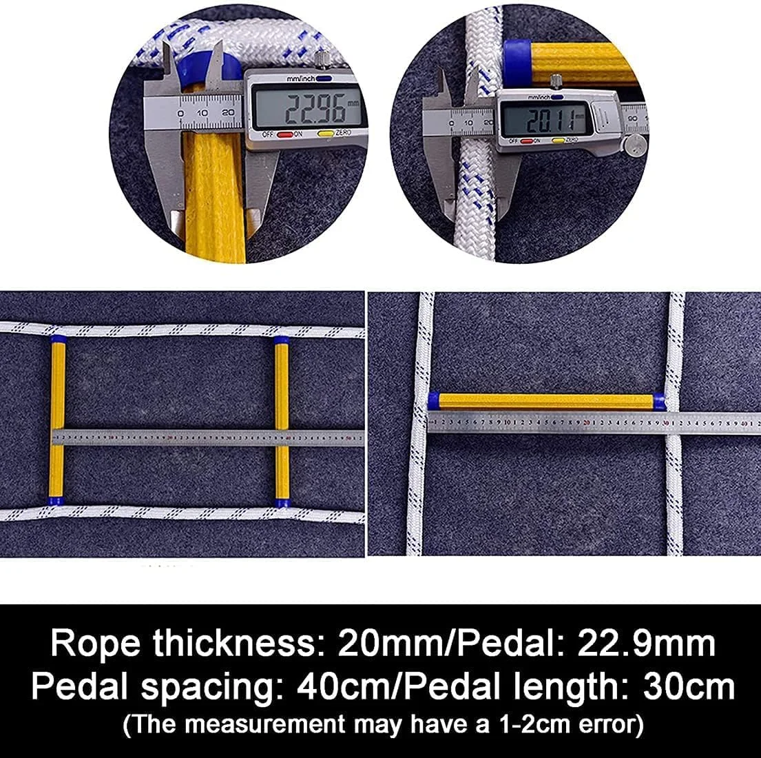 نردبان ایمنی WJFZDLUCK، نردبان طنابی در نردبان نجات اضطراری، فرار از آتش، نردبان آتش نشانی با قلاب، نردبان طنابی نجات / 15 متر (49.2 فوت)