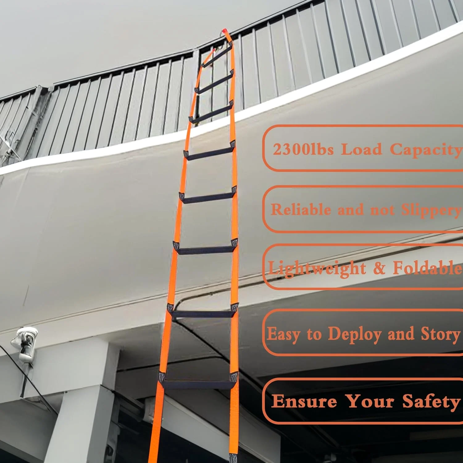 نردبان فرار از آتش XXFBJNMD به طول 8 متر، نردبان اضطراری آتش نشانی برای خانه های 2-3 طبقه، نردبان ایمنی قابل استفاده مجدد و قابل حمل برای پنجره ها، بالکن ها، قایق های بادبانی، کایاک ها و موارد دیگر