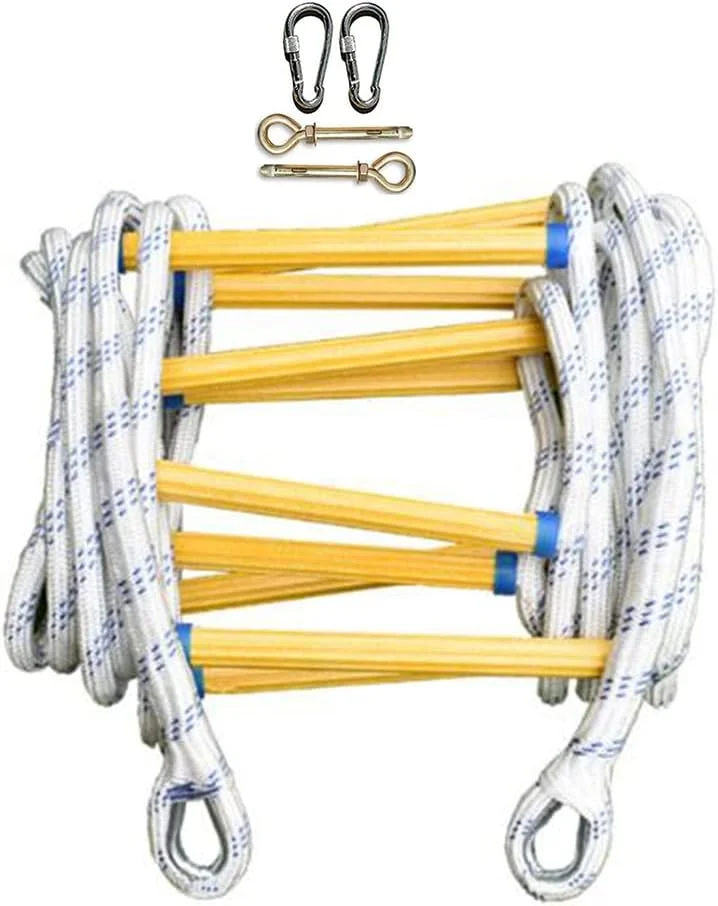 نردبان طنابی فرار از آتش WJFZDLUCK، نردبان ایمنی تخلیه 2 تا 10 طبقه، نردبان های فرار از آتش نردبان نجات ضد حریق با قلاب نردبان فرار اضطراری از آتش / 25 متر / 82 فوت