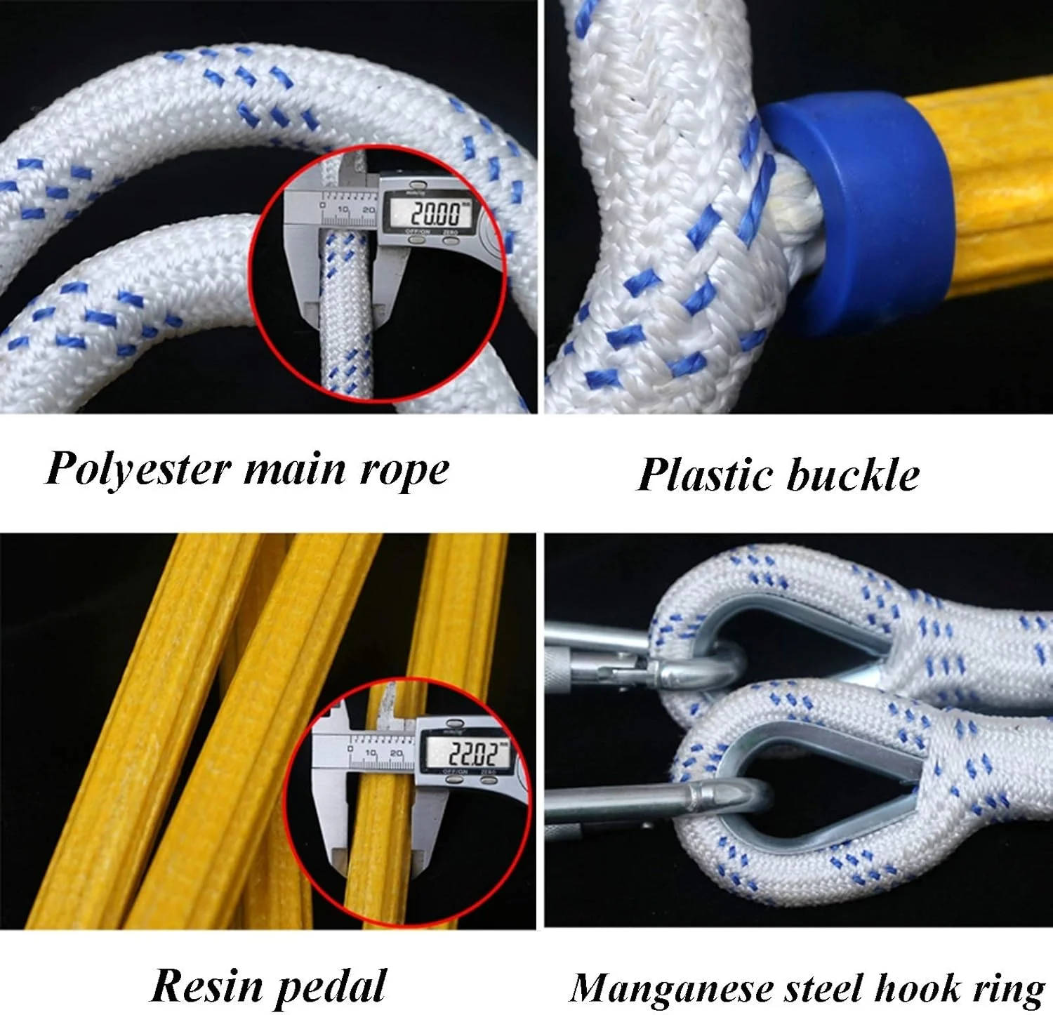 نردبان فرار از آتش، نردبان فرار اضطراری از آتش، نردبان طنابی ایمنی نایلونی مقاوم در برابر شعله، نردبان نرم مهندسی/زرد/5 متر نردبان فرار از آتش، نردبان فرار اضطراری از آتش، نردبان طنابی ایمنی نایلونی مقاوم در برابر شعله، نردبان نرم مهندسی/زرد/5 متر