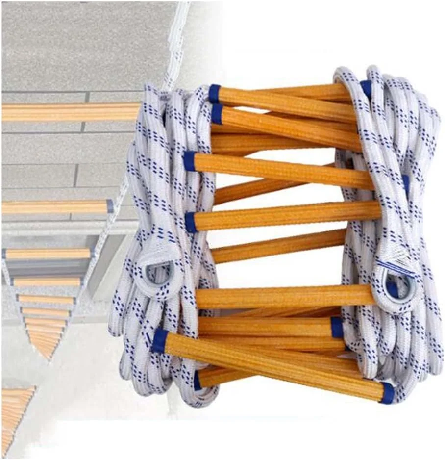 نردبان طنابی فرار از آتش نشانی ایمنی اضطراری با کارابین، نردبان آتش نشانی مقاوم در برابر شعله برای کودکان و بزرگسالان، استقرار سریع برای فرار از آتش سوزی/25M82Ft