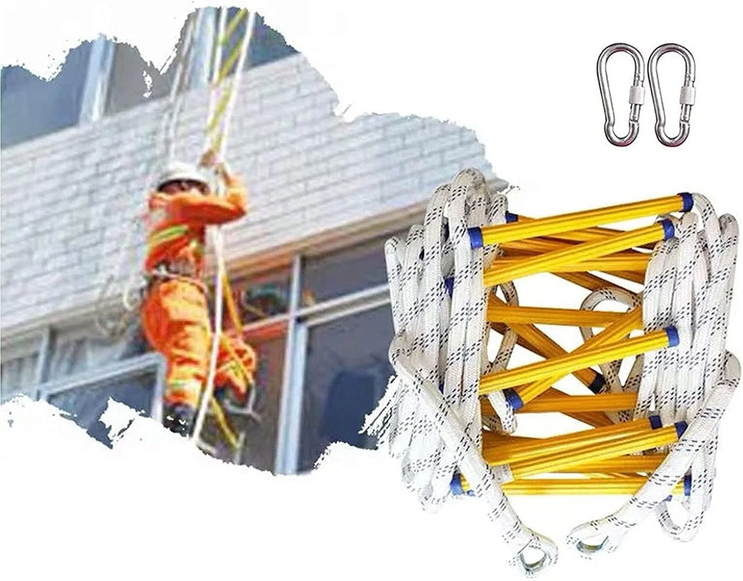 نردبان فرار از آتش، نردبان طنابی فرار از آتش، نردبان نجات اضطراری، نردبان ایمنی نرم غیر لغزنده قابل حمل و قابل استفاده مجدد با قلاب / 30 متر