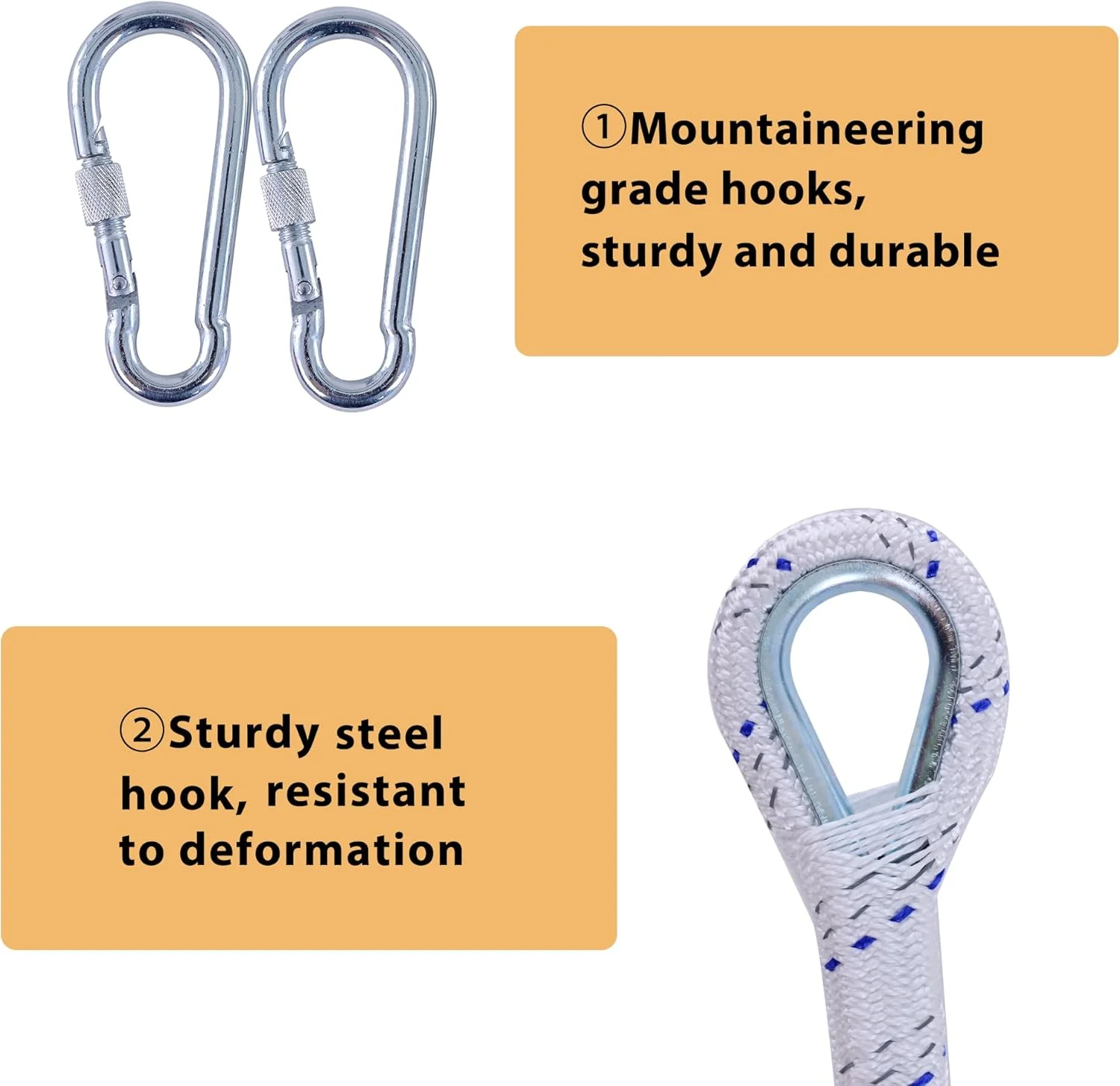 نردبان طنابی، نردبان فرار از آتش 8 متری، نردبان طنابی ایمنی مقاوم در برابر آتش با قلاب، نردبان اضطراری به سرعت باز می شود و قابل حمل و استفاده مجدد است، نردبان فرار از آتش تا 900 کیلوگرم تست شده است.