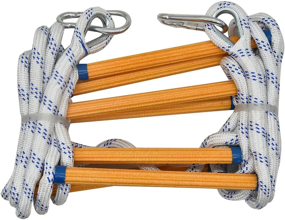 نردبان نجات مقاوم در برابر آتش TINMAGI، طول 10 متر، دارای 2 کارابین، نردبان ایمنی مقاوم در برابر آتش، نردبان نجات بالکن، نردبان آتش نشانی قابل استفاده مجدد، جمع و جور و قابل حمل