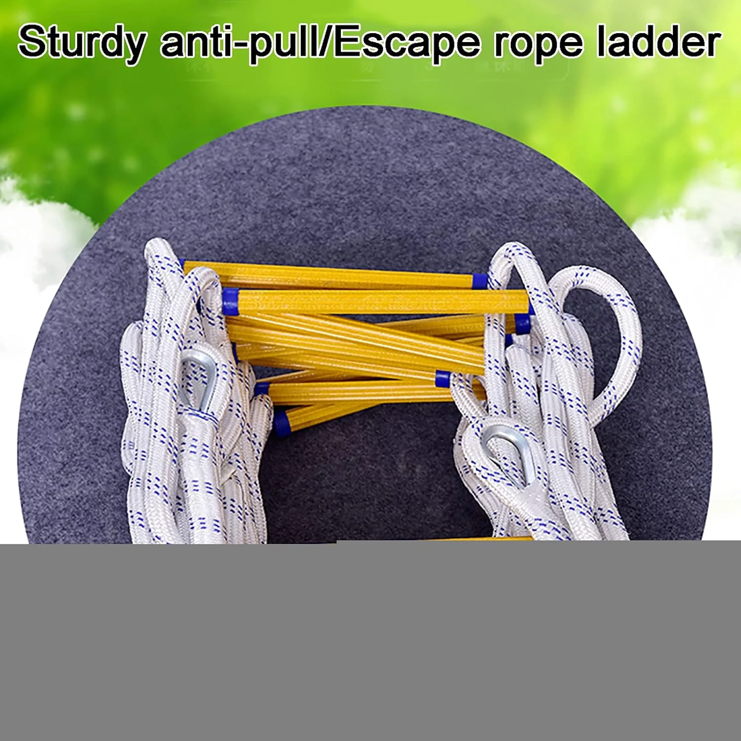 نردبان طنابی MLDWME برای نجات آتش نشانی، 3 تا 50 متر، نردبان ایمنی سنگین فرار اضطراری آتش نشانی با کارابین، برای پنجره ها و بالکن ها برای استفاده سریع در آتش سوزی