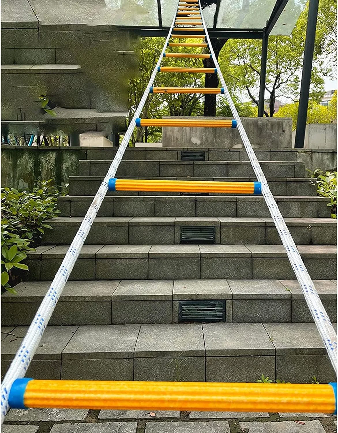 نردبان فرار از آتش، نردبان طنابی فرار از آتش، نردبان نجات اضطراری، نردبان ایمنی نرم غیر لغزنده قابل حمل و قابل استفاده مجدد با قلاب / 30 متر
