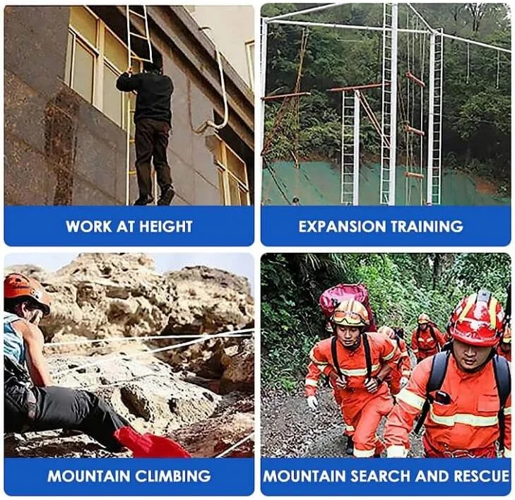 نردبان طنابی فرار از آتش نشانی ایمنی اضطراری با کارابین، نردبان آتش نشانی مقاوم در برابر شعله برای کودکان و بزرگسالان، استقرار سریع برای فرار از آتش سوزی/25M82Ft