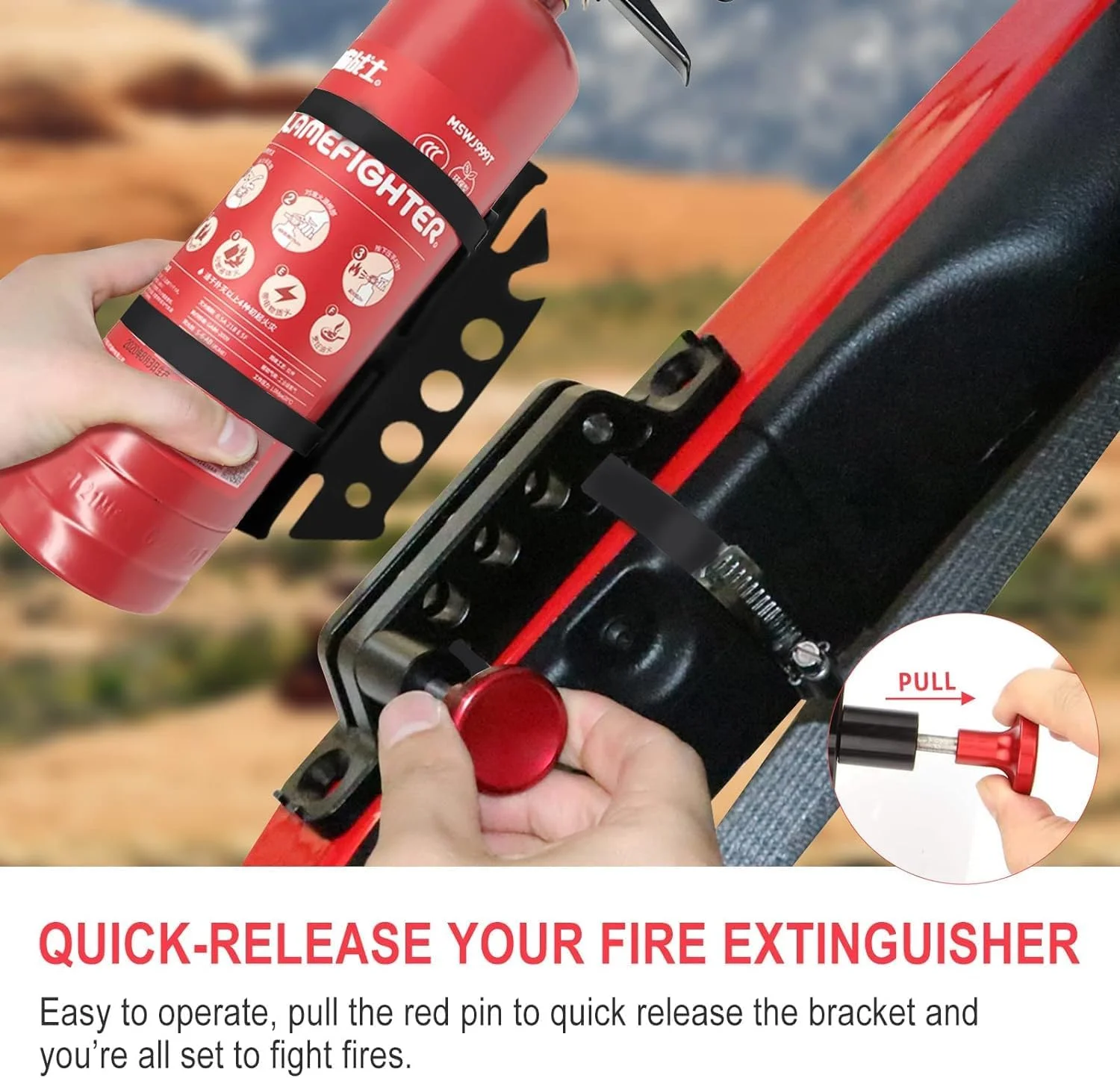 براکت نصب کپسول آتش نشانی Chelhead، نگهدارنده کپسول آتش نشانی آلومینیومی با قابلیت رهاسازی سریع UTV سازگار با جیپ رانگلر JK، پولاریس رنجر، کم-ام X3