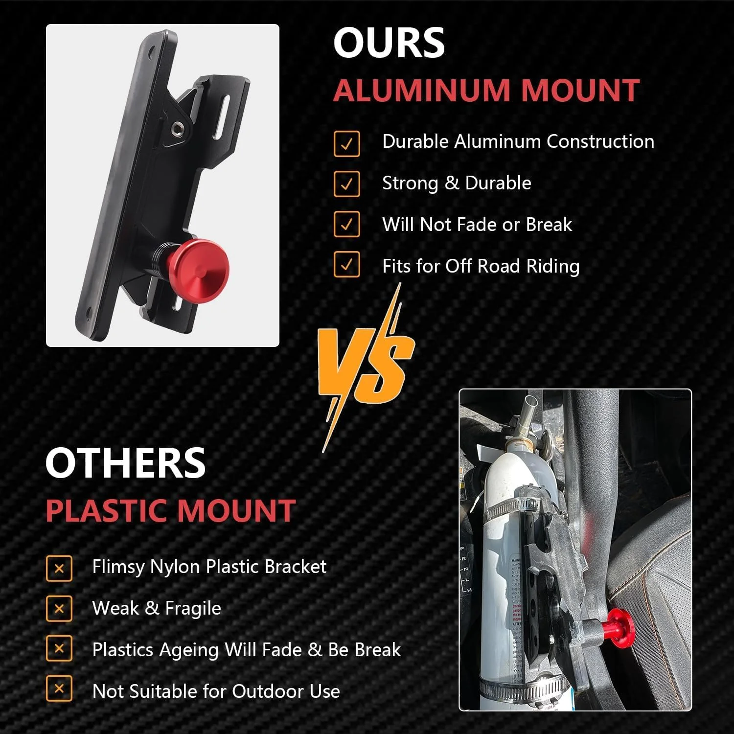 براکت نصب کپسول آتش نشانی Chelhead، نگهدارنده کپسول آتش نشانی آلومینیومی با قابلیت رهاسازی سریع UTV سازگار با جیپ رانگلر JK، پولاریس رنجر، کم-ام X3