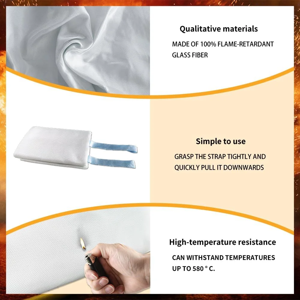 پتو اطفاء حریق JVANTE مطابق با استاندارد DIN EN 1869:2019 - پتو فایبرگلاس ایمنی با کیفیت بالا برای آتش سوزی های ناشی از روغن، خودرو، آشپزخانه، مدرسه، شومینه، کباب پز، دفتر، گاراژ و کارگاه (1.2 متر در 1.2 متر)