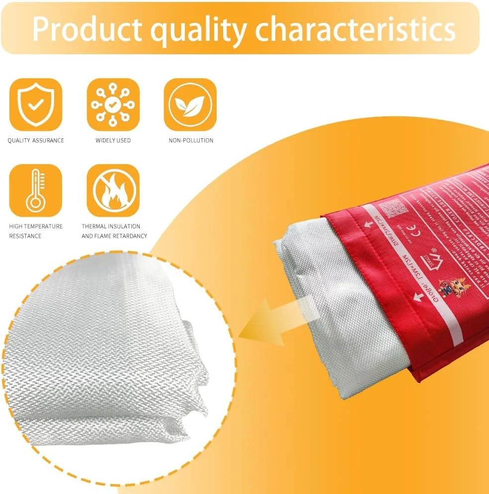 پتو اطفاء حریق JVANTE مطابق با استاندارد DIN EN 1869:2019 - پتو فایبرگلاس ایمنی با کیفیت بالا برای آتش سوزی های ناشی از روغن، خودرو، آشپزخانه، مدرسه، شومینه، کباب پز، دفتر، گاراژ و کارگاه (1.2 متر در 1.2 متر)