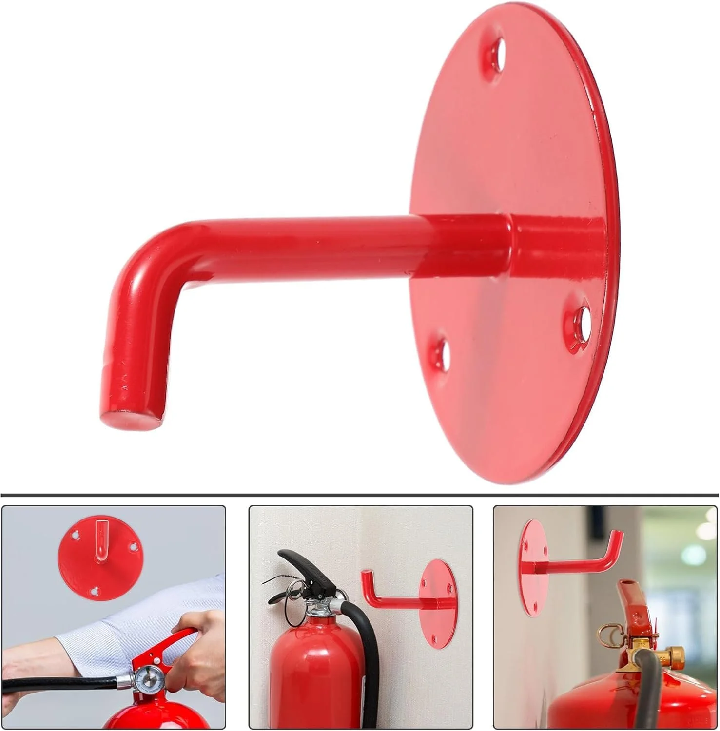 قلاب نگهدارنده کپسول آتش نشانی سیلتوکس به همراه پیچ و مهره، بست آویز دیواری برای نگهداری ایمن کپسول آتش نشانی، رنگ قرمز، 10 عدد
