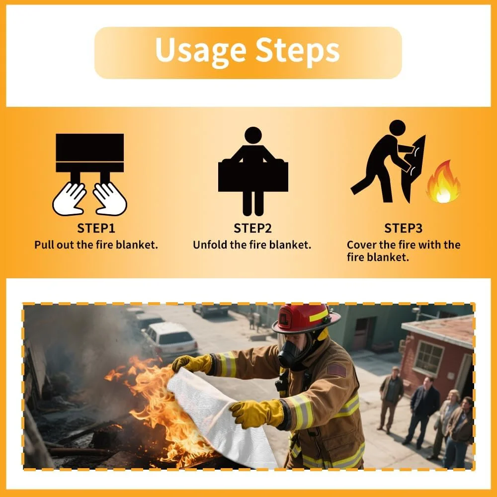 پتو اطفاء حریق JVANTE مطابق با استاندارد DIN EN 1869:2019 - پتو فایبرگلاس ایمنی با کیفیت بالا برای آتش سوزی های ناشی از روغن، خودرو، آشپزخانه، مدرسه، شومینه، کباب پز، دفتر، گاراژ و کارگاه (1.2 متر در 1.2 متر)