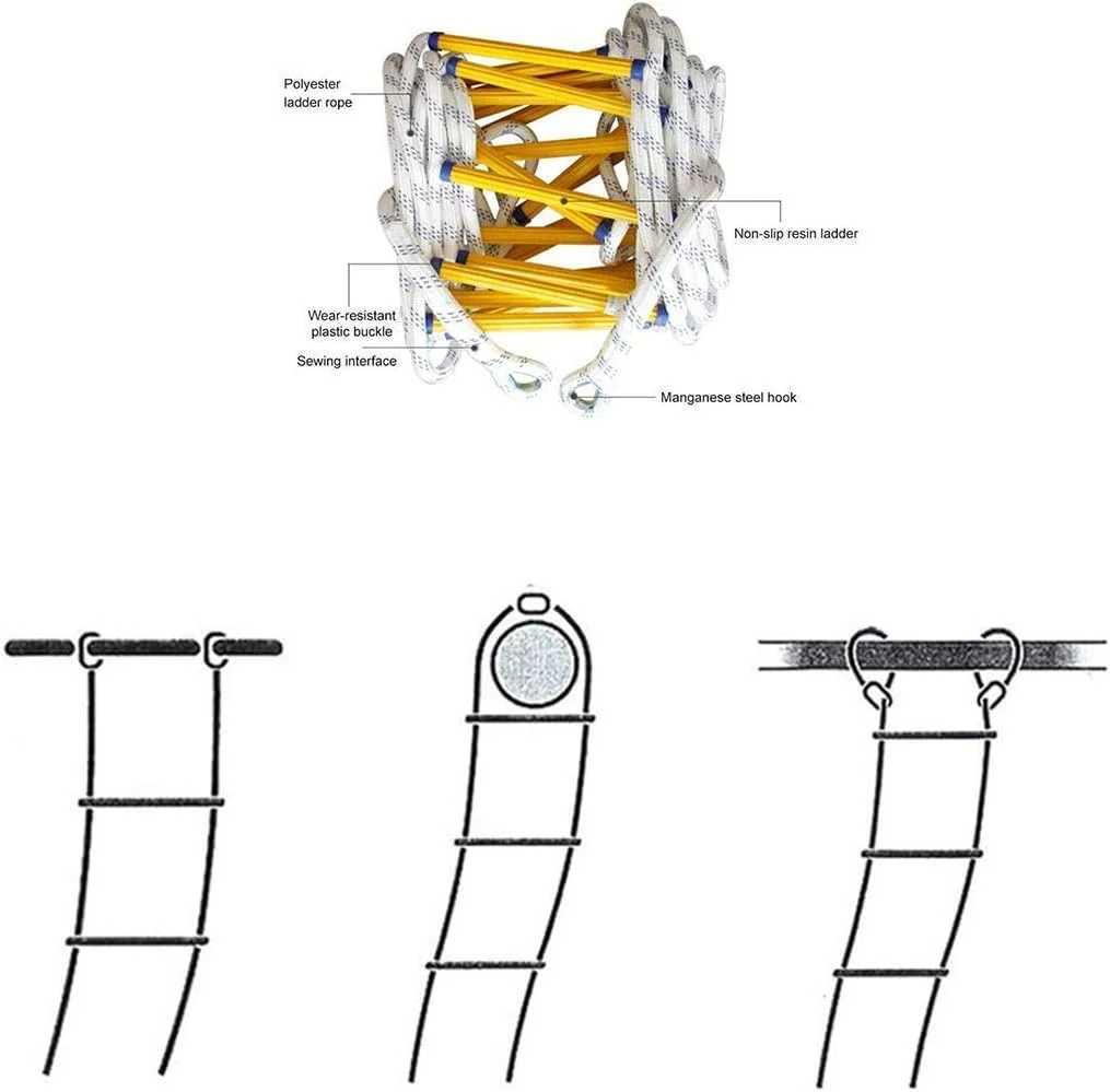 نردبان فرار اضطراری آتش نشانی HOKVJ، نردبان طنابی ایمنی مقاوم در برابر شعله با قلاب - نردبان طنابی فرار آتش سوزی با کاربری آسان - جمع و جور و آسان برای نگهداری - قابل استفاده مجدد، 15 سانتی متر (اندازه: 15 سانتی متر) نردبان فرار اضطراری آتش نشانی HOKVJ، نردبان طنابی ایمنی مقاوم در برابر شعله با قلاب - نردبان طنابی فرار آتش سوزی با کاربری آسان - جمع و جور و آسان برای نگهداری - قابل استفاده مجدد، 15 سانتی متر (اندازه: 15 سانتی متر)